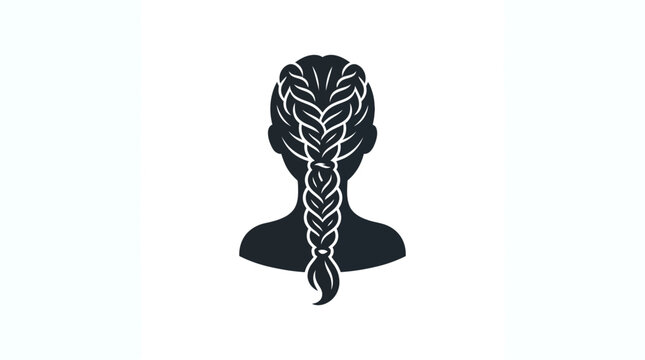Silhouette of Woman with Intricate French Braid Hairstyle Back View