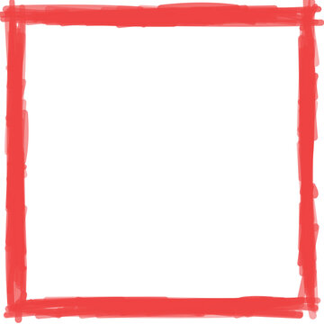 Hand drawn red square frame border photo frame