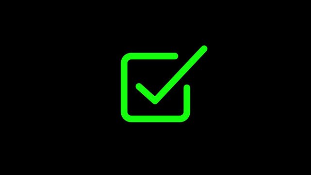 Neon green square outline icon with a diagonal line inside representing a simple geometric shape or digital interface element on a black background