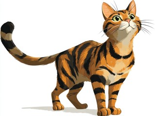 Obraz premium Orange Tabby Cat Standing with Tail Held High and Looking Up