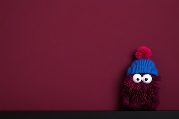 Fototapeta premium Whimsical toy monster peeking over edge