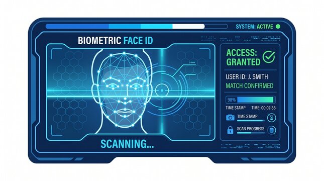 Biometric face scanning technology grants access to user ID Smith