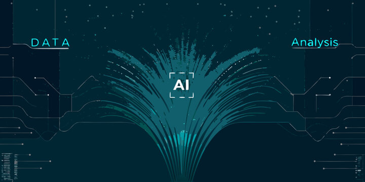 Neural network visualization with data streams and artificial intelligence text