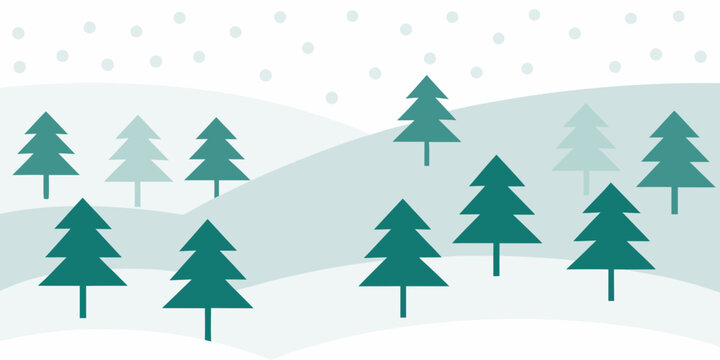 Pine trees and rolling hills a flat vector illustration