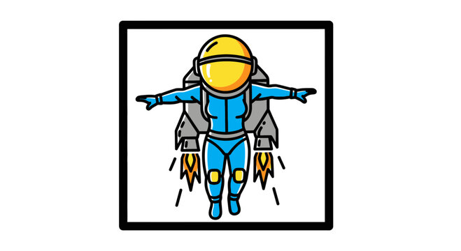 Astronaut with Jetpack Flying in Space, Sci-Fi Adventure, Futuristic Technology