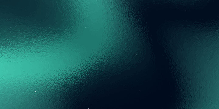 Abstract teal geometric grainy glas shape on black gradient background.