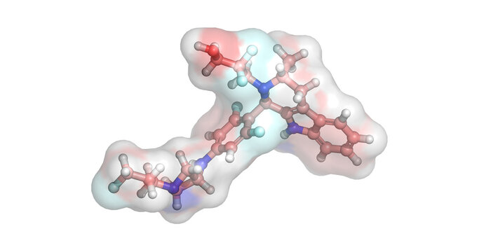 Giredestrant, estrogen receptor-positive breast cancer drug, 3D molecule 4K