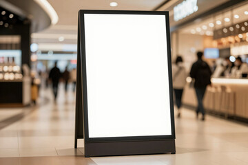 Obraz premium Blank billboard stands in a bustling shopping mall