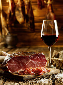 Rustic Cured Meat and Red Wine AI Generative
