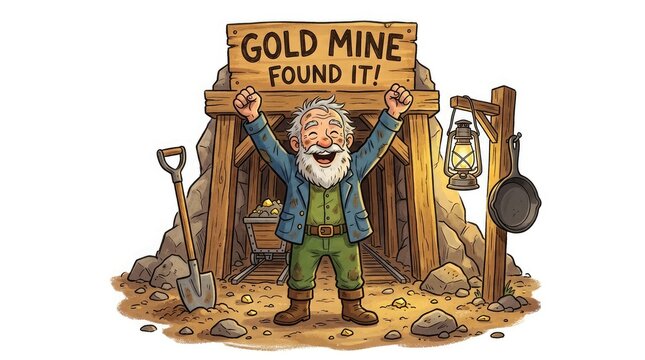 Victorian gold miner celebration illustration