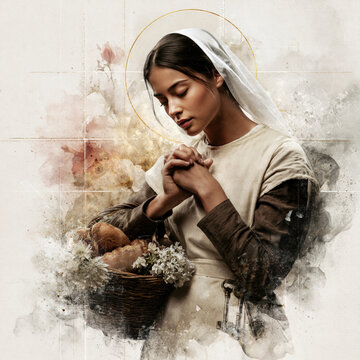 Praying Young Saint Portrait AI Generative