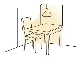 Fototapeta premium Dining Chair Perspective View Line Art Icon. Generative AI