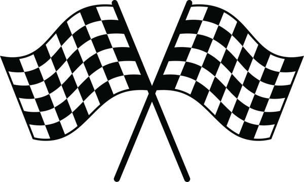 Two crossed checkered racing flags icon for sports and competition