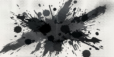 Abstract grunge ink splat world map vector illustration with halftone globe texture, global business and internet concept, continents Asia Europe America, black grunge design wallpaper © YEASMIN