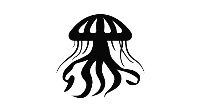 Stylized Jellyfish Illustration with Umbrella Design.