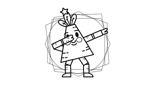 Cute Cartoon Tree Character Dabbing Dance Pose
