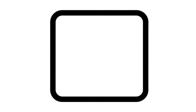 Isolated square frame with rounded corners, thick black outline, basic shape element