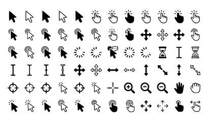 Fototapeta premium Mouse Cursor and Hand Click Vector Icon Set EPS10