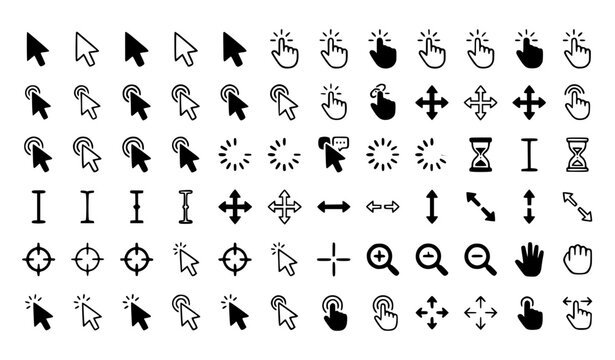 Mouse Cursor and Hand Click Vector Icon Set EPS10