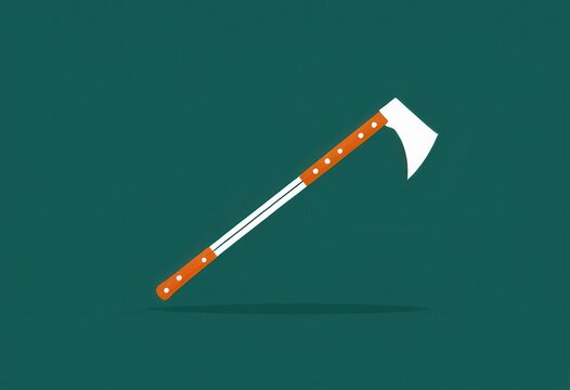 Illustration of a hand axe (hatchet) with a wooden handle on a dark green background