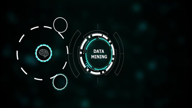Futuristic data mining interface with glowing blue digital elements , Futuristic data mining interface with glowing blue elements, Digital analytics and cyber technology concept.