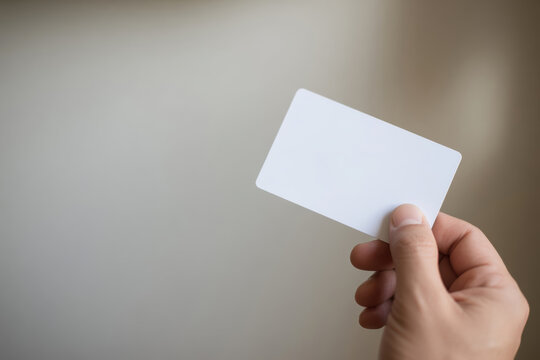 Hand blank card white business mockup paper minimal person copy space minimal hand holding blank white card business mockup paper background for design and concept of identity and communication