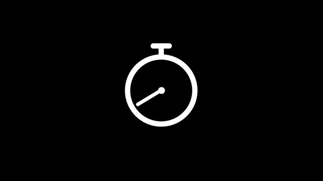 Stopwatch timer icon animation with ticking clock motion. Minimal stopwatch time indicator for countdown and timing control. Clean timer and clock animation for media and interface use.