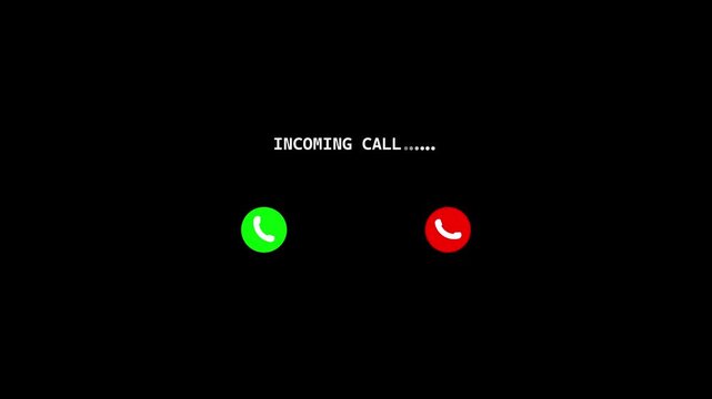 Incoming call screen, phone call icon and ringing indicator. Call interface audio connection, receiving, call notification. Communication screen accept decline buttons and call connection symbol