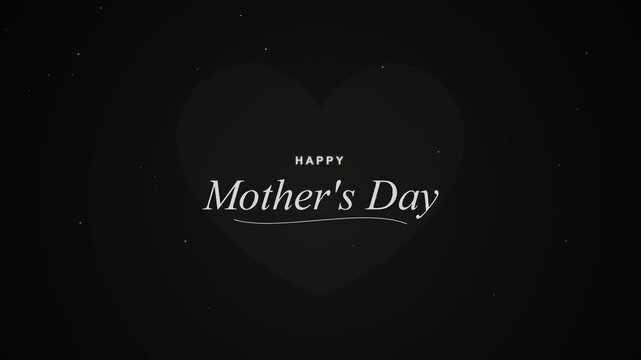 Mother's Day text animation heart with light and particles