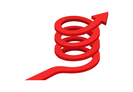 Red 3D Spiral Coil Spring Arrow Transparent PNG