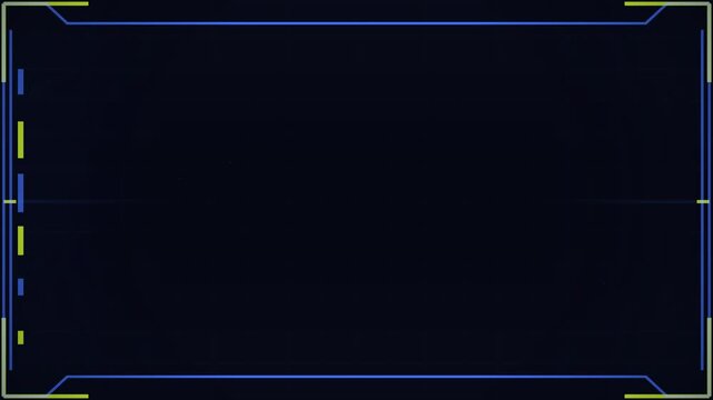 Holographic screen frame overlay with grid background