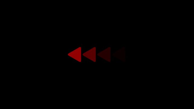 Rewind arrow animation for media player playback control. Backward directional icon shows replay, previous, and navigation action. Minimal rewind symbol fits digital interface and overlay use.