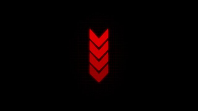 Vertical arrow loading animation with repeating chevron symbols. Directional arrow loop represents progress, refresh, and navigation flow. Abstract arrow indicator suits loading and update.