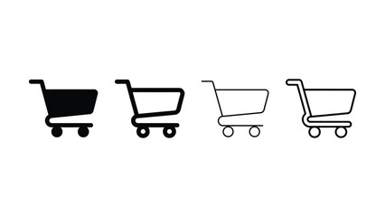 Four shopping cart icons in simple line art style design © Akash