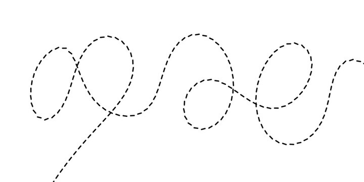 Abstract wavy dashed line representing a fluid, dynamic, and artistic motion with a playful, creative, and imaginative flow