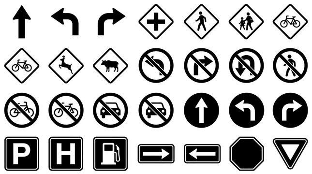 Collection of Traffic and Road Signs