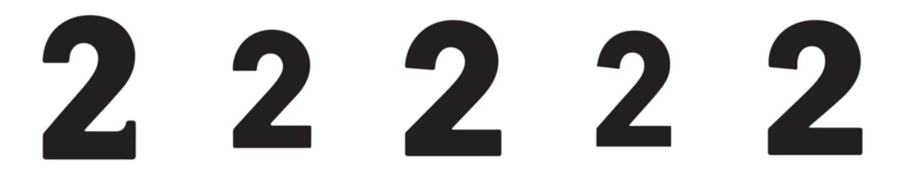 Set of vector number 2 silhouettes