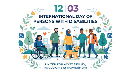 Naklejka premium People with disabilities united together.