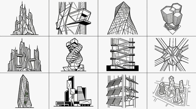 set of hand drawn illustrations