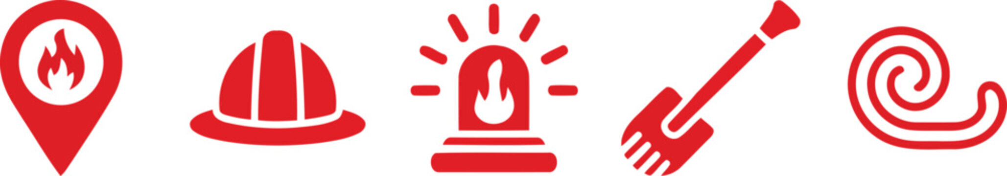 Red emergency and safety icons set