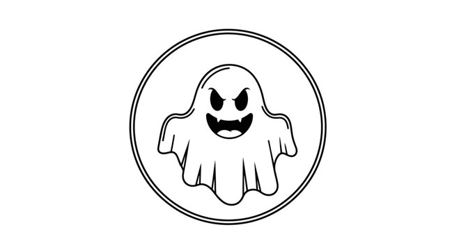 Spooky Ghost Icon, Halloween Character, Scary Face, Cartoon Style