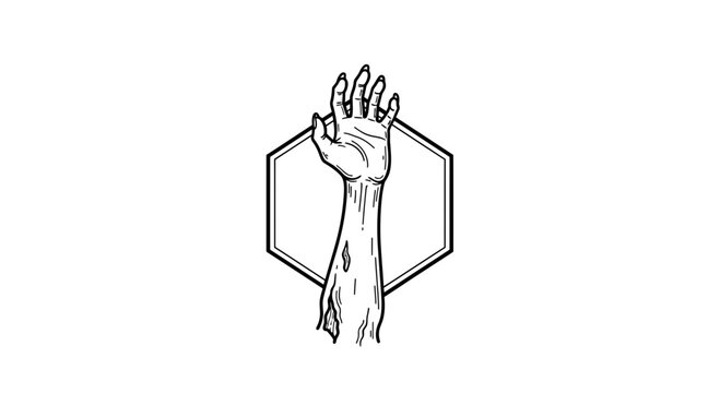Raised Hand with Hexagon Outline - Symbol of Hope, Help, or Struggle