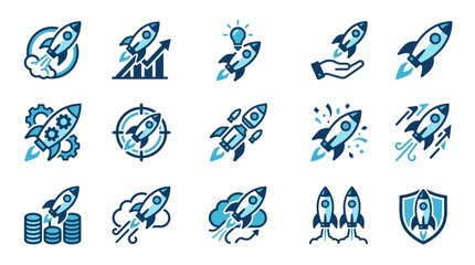 Rocket Ship Icon Set Collection. © Story