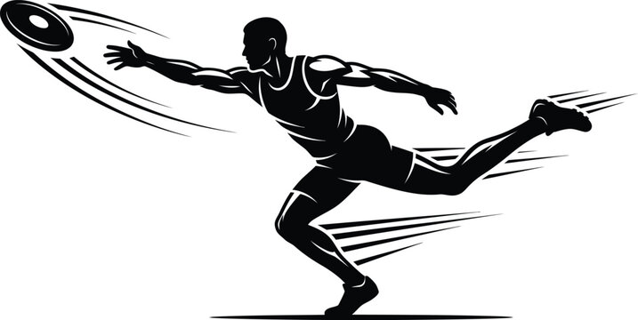 Ultimate frisbee player in motion silhouette