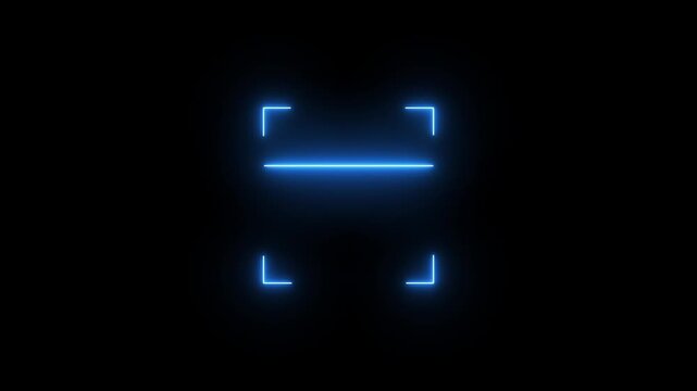 Barcode scanner QR code Neon shine Icon animation isolated on black background.