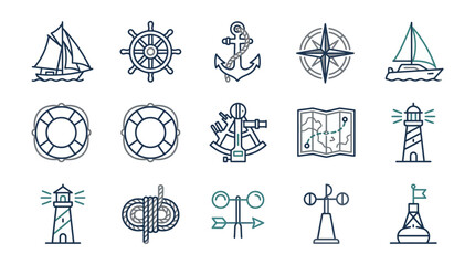 Nautical icons and symbols collection. © Quensha