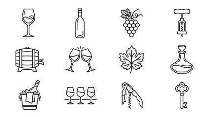 Wine and champagne icons set. © Quensha