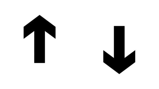Arrow up and down icons. Low or high icon. Price, sale, rate or profit going up or down symbol with arrow sing.