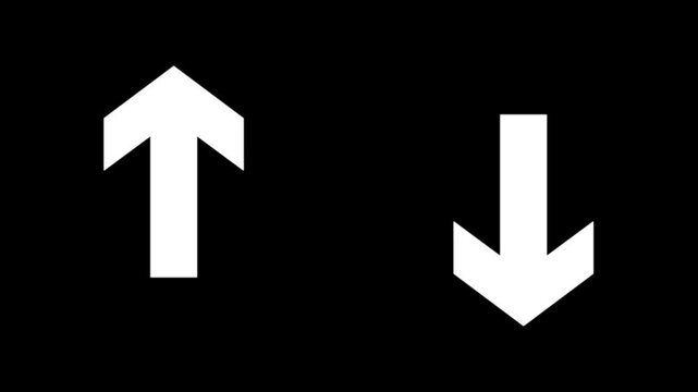 Arrow up and down icons. Low or high icon. Price, sale, rate or profit going up or down symbol with arrow sing.
