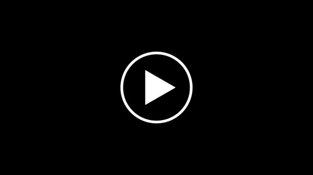 Minimalist white video play button icon on a black background.